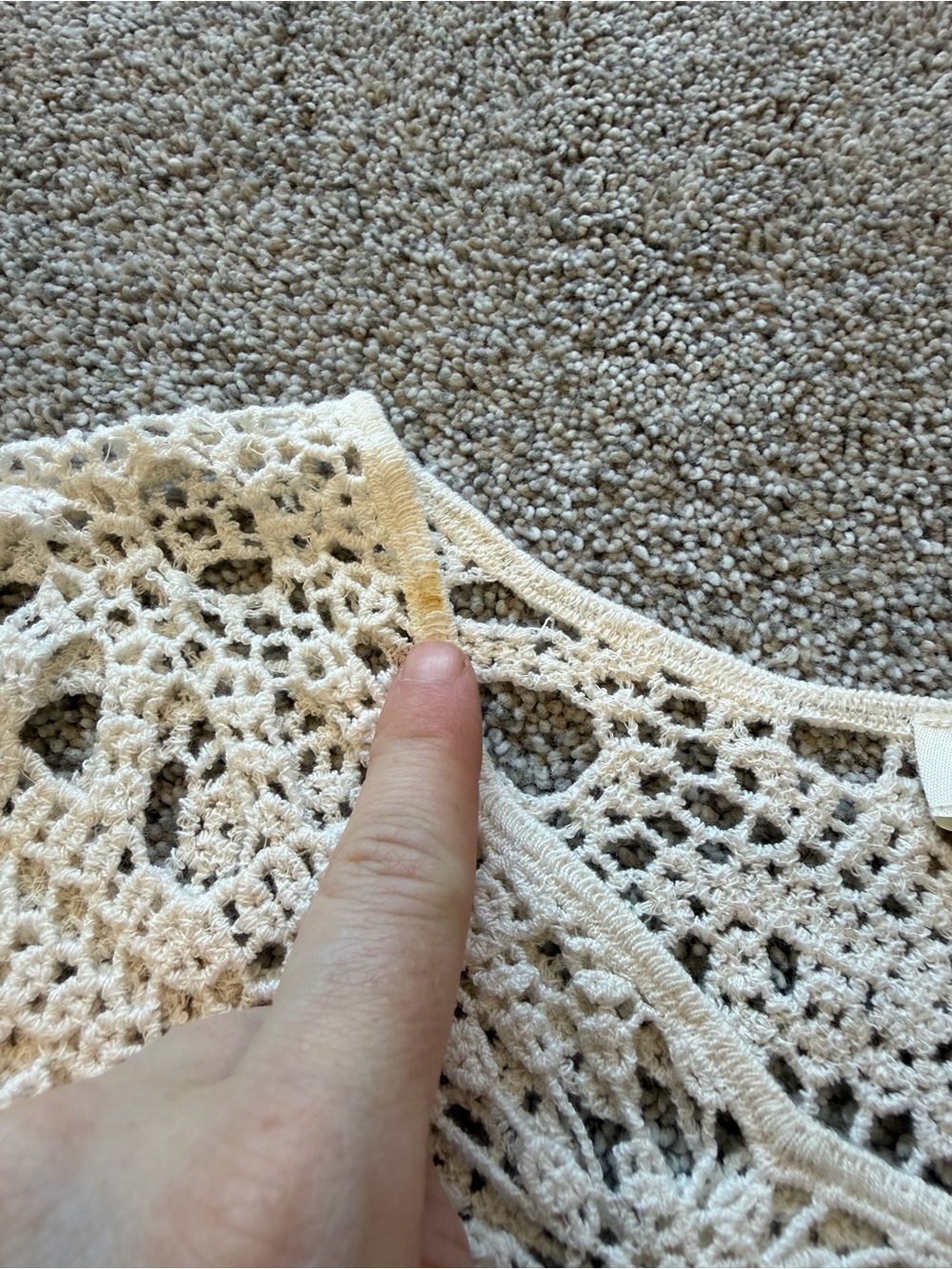 Women’s Rebellion Crochet Lace Long Sleeve Cream Crop Top- Size Medium - Picture 4 of 5